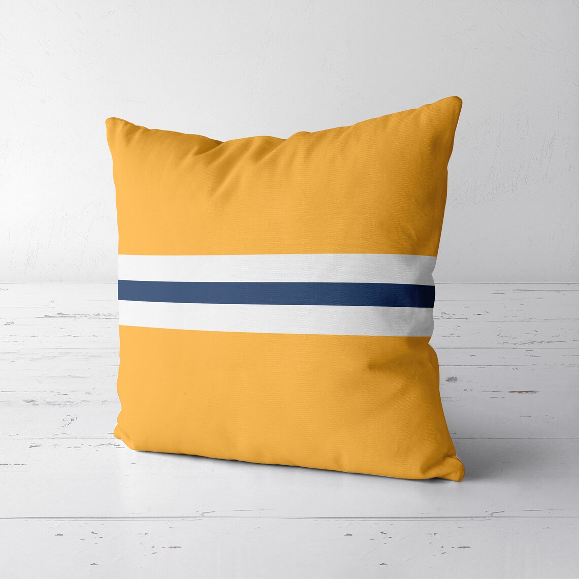 Yellow and Navy Blue Pillow. Nautical Decor. Navy Blue and Etsy