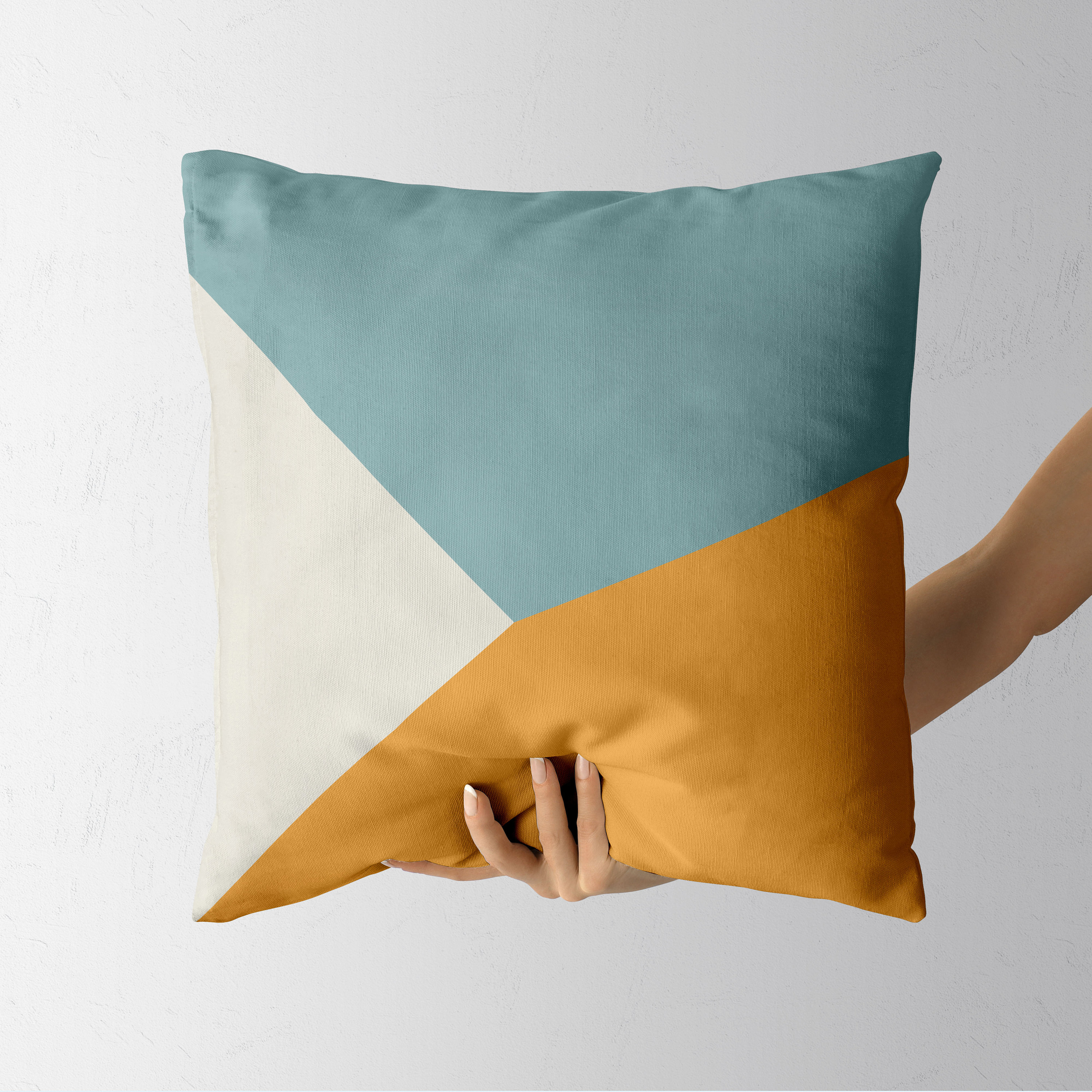 Teal and Orange Geometric Cushion Cover Teal and Camel Throw Etsy