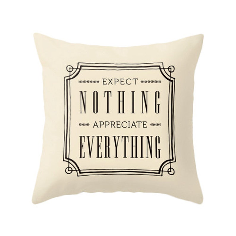 Expect nothing appreciate everything throw pillow quote pillow quote throw pillow typography pillow cushion blue pillow quote cushion