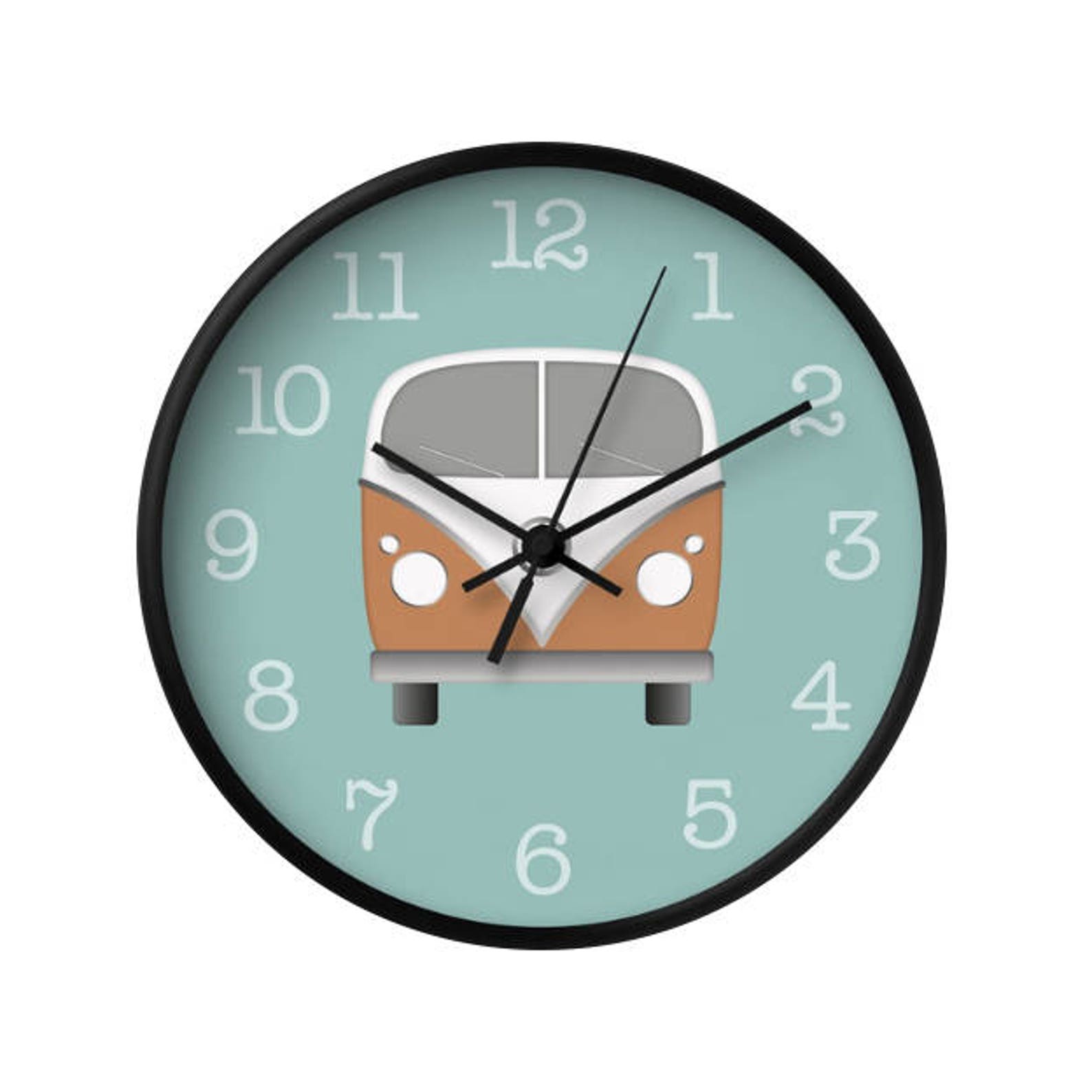 Blue Kids Room Clock Retro Camper Van Clock Light Blue Nursery Etsy