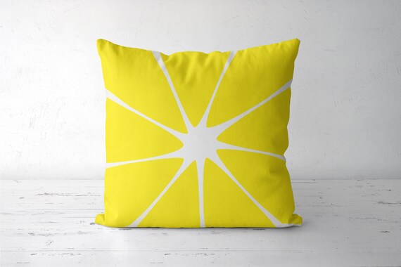 Lemon Yellow Pillow Yellow Decor Yellow Abstract Cushion Etsy