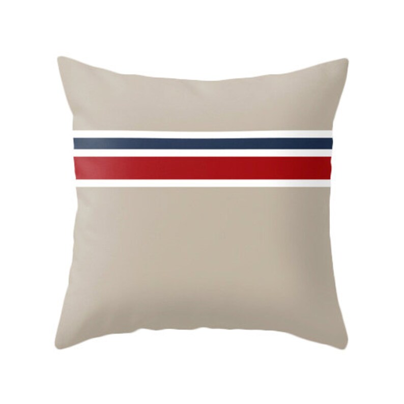 Nautical Cushion Navy Blue and White Striped Pillow Navy Blue Etsy