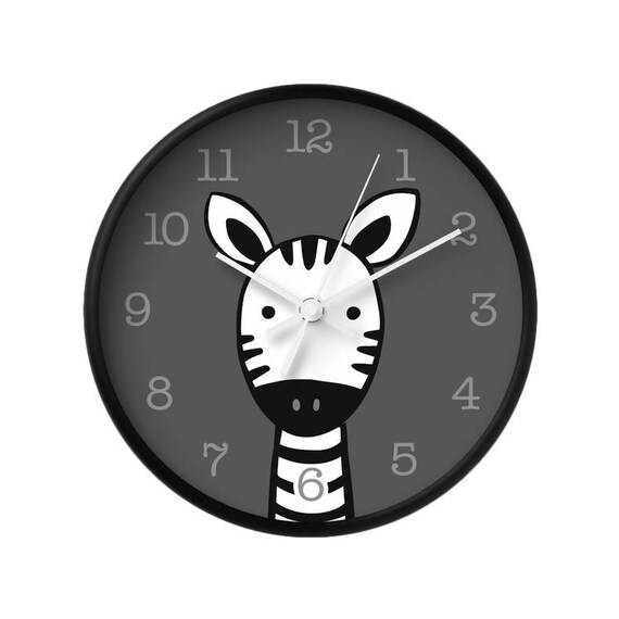 Zebra Nursery Wall Clock Zebra Wall Clock Zebra Clock Kids Etsy