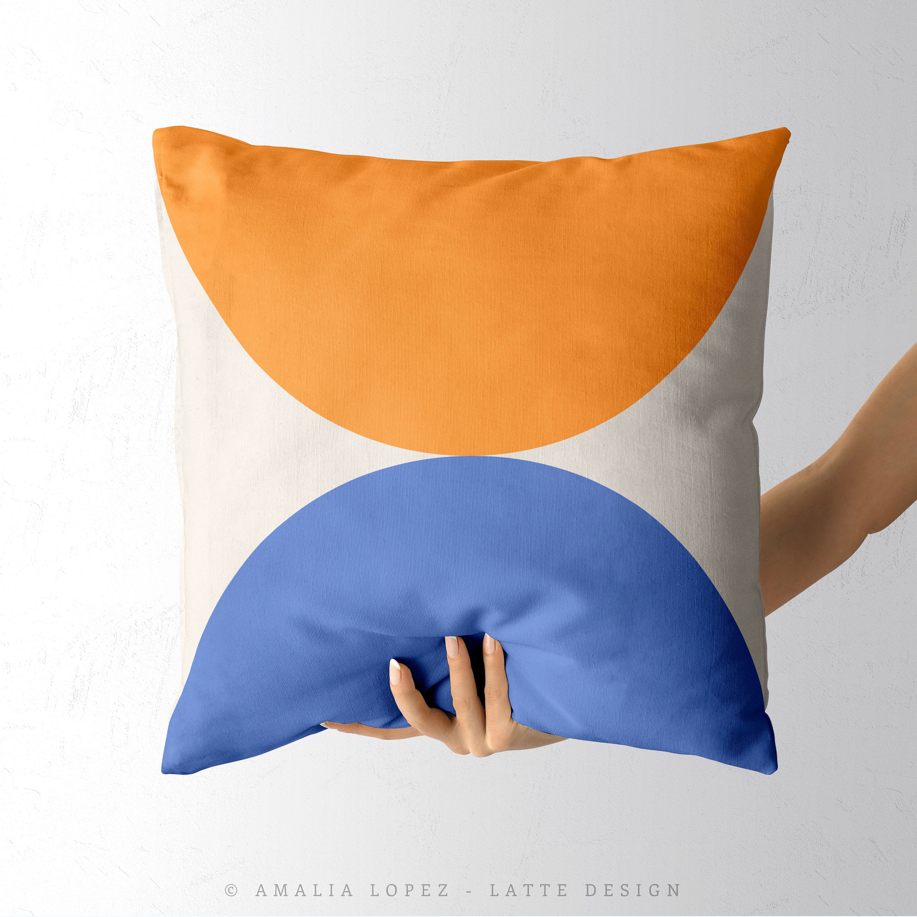 Light Orange and Blue Pillow. Light Orange Pillow Geometric Etsy UK