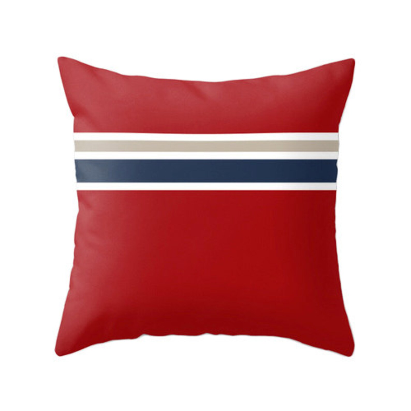 Nautical pillow. Navy blue white and red striped throw pillow Etsy