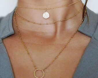 Layered Gold Chain Necklace - Simple Gold Necklace - 14k Gold Filled Chain Necklace - Thin Gold Chain - Plain Gold Necklace - Dainty Chain