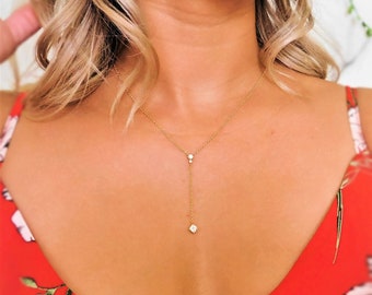 Vivienne Necklace, 14K Gold Filled, Y Chain Necklace, Gold Lariat, Bridal Necklace
