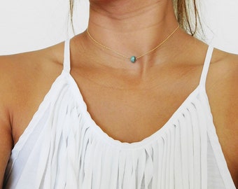 Dainty Emerald Choker, Raw Emerald , Gold Emerald Necklace, Delicate Necklace, Gold Fill, Gold Necklace, May Birthstone, Gift for Mom
