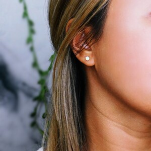 Opal Stud Earrings White Opal Earrings October Birthday Gift for Her Simple Gold Earrings Gold Stud Earrings Tiny Opal Earrings Gift for Mom