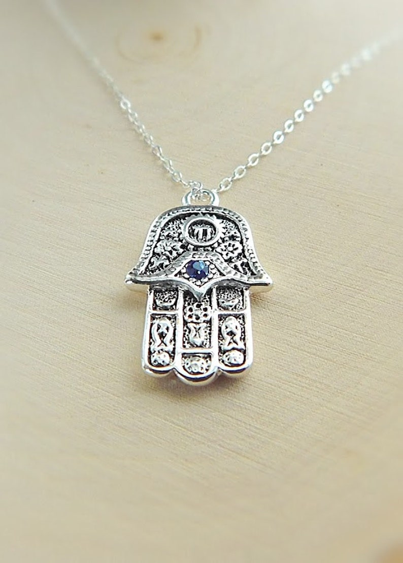 Silver Hamsa Necklace Charm Necklace Hamsa Jewelry Charm Etsy
