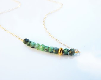 Raw Emerald Necklace, May Birthstone, Emerald Green Necklace, Natural Emerald Necklace, Birthstone Gift Mom