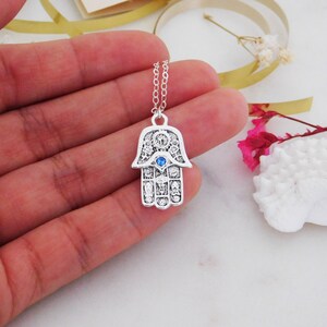 Silver Hamsa Necklace, Charm Necklace, Hamsa Jewelry, Charm Jewelry, Hamsa Necklace for Women, Hamsa Hand Necklace