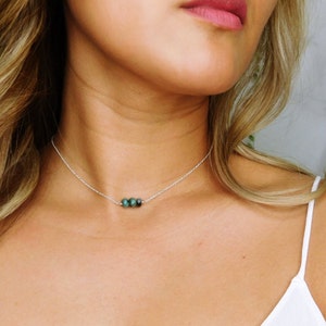 Shelby Choker Necklace,  14k Gold Filled Chain, Green Emerald Necklace, May Birthstone, Emerald Green Choker, Birthstone Gift for Her