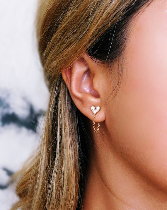 Amia Heart Hoop Earrings Tiny Heart 