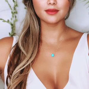 Genuine Turquoise Necklace, 14k Gold Filled, December Birthstone, Simple Gold Necklace, Minimalist Necklace, Dainty Teardrop Necklace