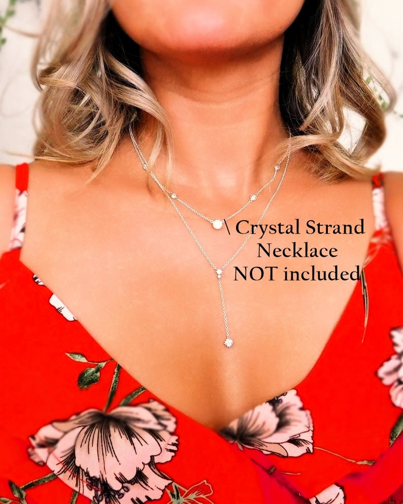 Lariat Necklace, Vivienne, Dainty Y, Cubic Zirconia Diamond Necklace image 2