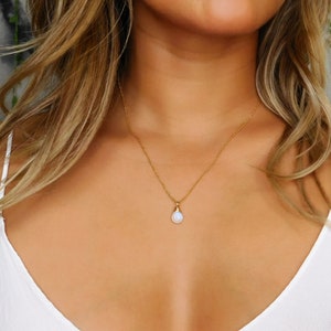 Moonstone Drop Necklace, 14k Gold Filled Chain, June Birthstone, Rainbow Moonstone Jewelry, Teardrop Necklace, Birthstone Gift for Mom