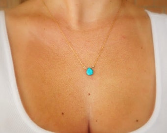Dainty Turquoise Necklace, 14k Gold Filled, December Birthstone, Simple Gold Necklace, Minimalist Necklace, Gold Necklace