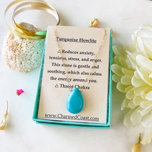 Turquoise Necklace, 14k Gold Fill, Howlite Necklace, Simple Gold Necklace, Minimalist Necklace, Dainty Gold Necklace, Turquoise Necklace