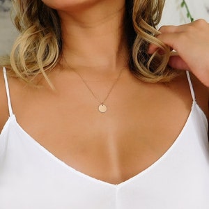 Lola Gold  Disc Necklace, 14k Gold Filled, Dainty Chain Necklace, Gold Charm Necklace, Layering Necklace, Simple Gold Necklace, Gift for Her