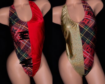 Christmas One Piece Bodysuit - Holiday - Exotic Dancewear - Stripper Wear - Role Play - Lingerie - Sexy - Show Girl - Dancer - Rave Outfit
