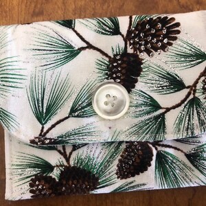 Glittery Christmas Pinecone Coin Purse / Credit Card / Cash / Gift Card Wallet Pouch