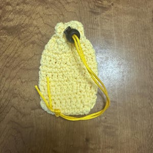Soap on a Rope Pouch Eco friendly Soap Savers….yellow yarn