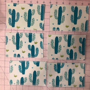 Cactus Cartes postales en tissu fait maison - Lot de 6 (bleu)