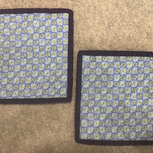 Blue Flowers  Chenille Potholder Sets of 2