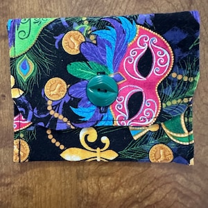 Mardi Gras with green button gift card or Coin Purse Pouch