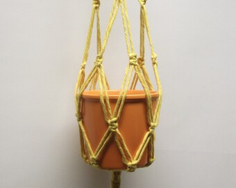 Faded yellow macrame plant hanger. Many sizes. 26in-53in+DOUBLE (2-TIER), Flowerpot hanger