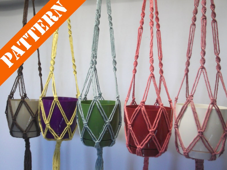 PATTERN Macrame plant hanger. Hanging planter. Flowerpot hanger. DOWNLOAD image 1