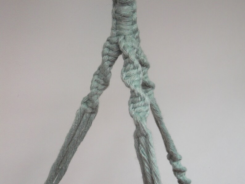 Faded cyan bluish green cotton macrame plant hanger. Many sizes. 26in-53inDOUBLE 2-TIER, Flowerpot hanger image 3