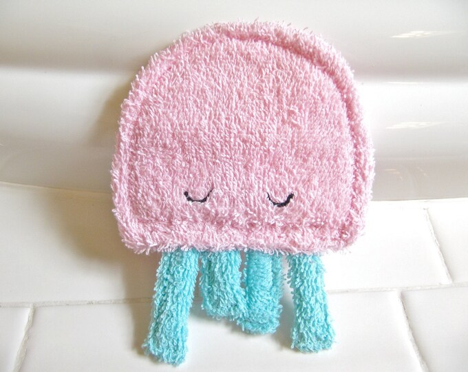 Pink & Aqua Jellyfish Baby Washcloth Animal / Bath Toy / Etsy