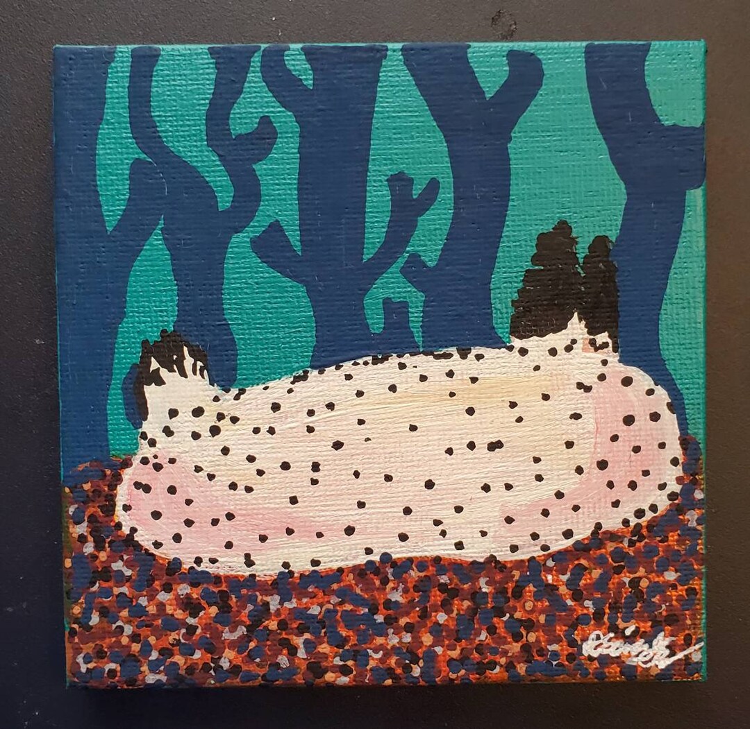 4x4in Sea Bunny Acrylic Painting - Etsy