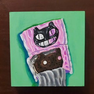 Cookie Cat Acrylic Painting, Prints, and Stickers