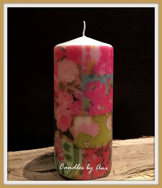 Items similar to DECORATED candle, Handmade candle, Pillar candle, Unique candlesCOLORFULL