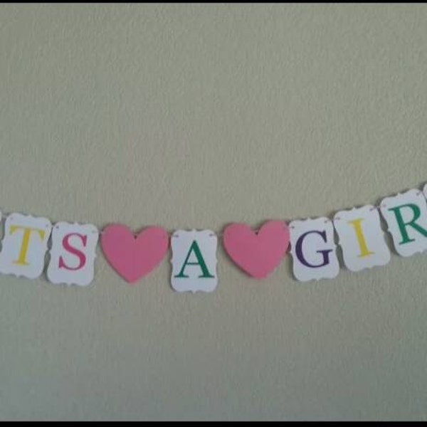 Owl "its a girl" banner. Great for baby shower. Free shipping USA