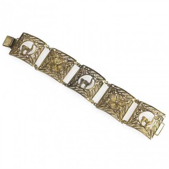 Vintage bracelet of silver vermeil goldwash filigr