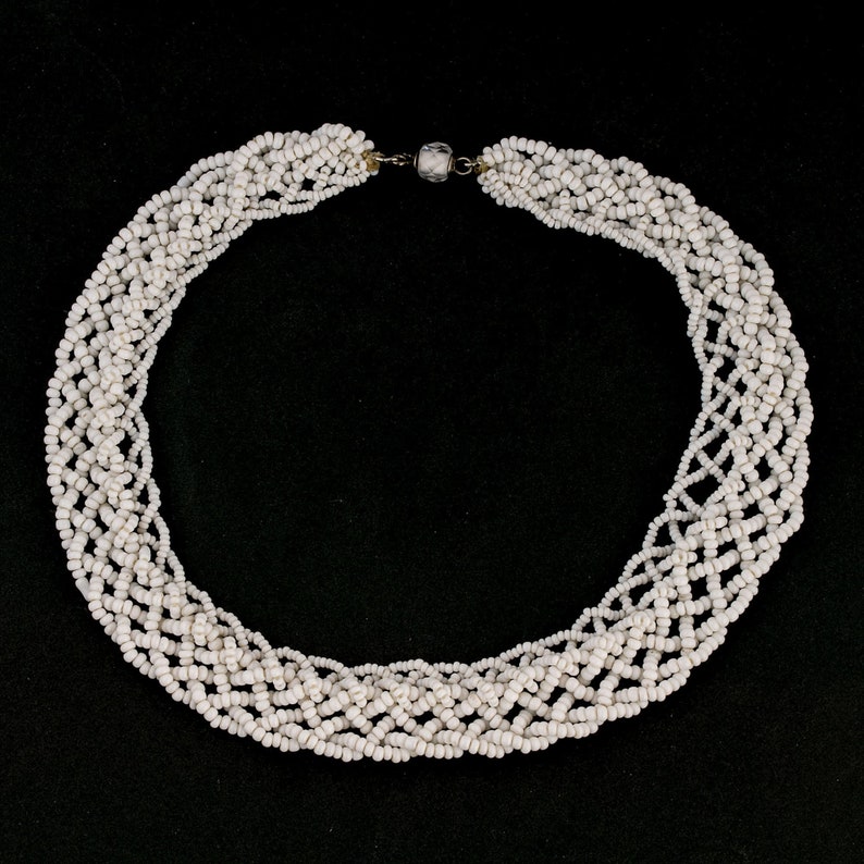Vintage Braided White Glass Bead Collar. 1930s-1940s. RBG - Etsy
