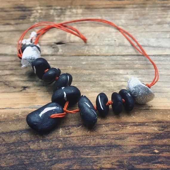 Handmade organic formed pebbles necklace