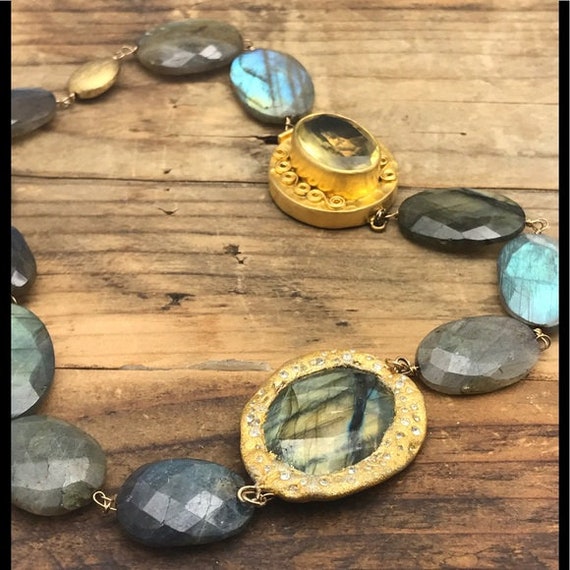 Handmade Labradorite statement necklace