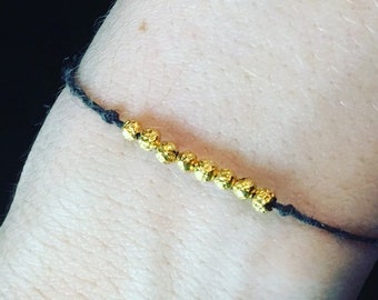 18k Solid Gold Bead Bracelet, Stacking Bracelets, Handmade Bracelet Gift For Her, Minimalist Jewelry