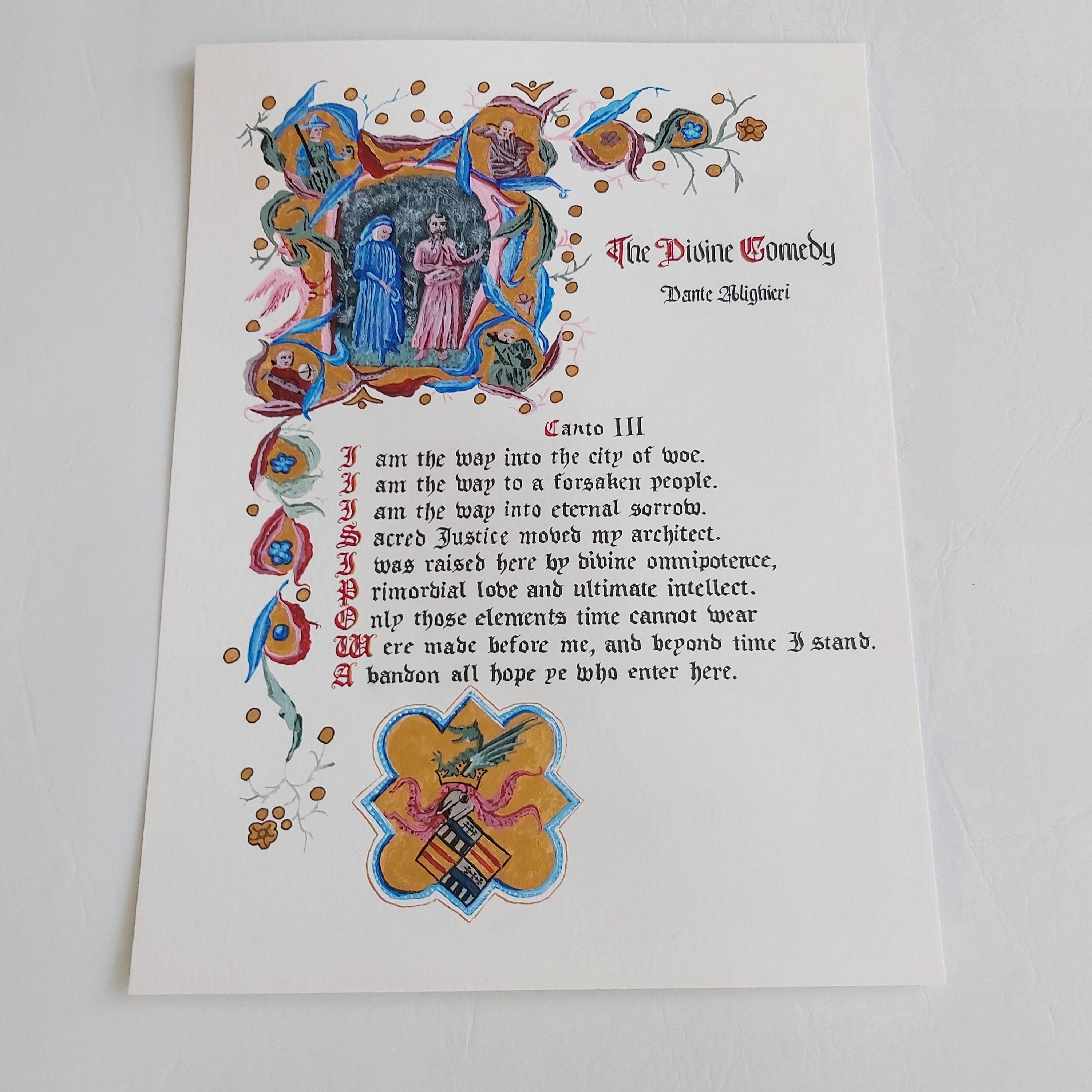 Medieval Dante Painted Poster The Divine Comedy Painting - Etsy