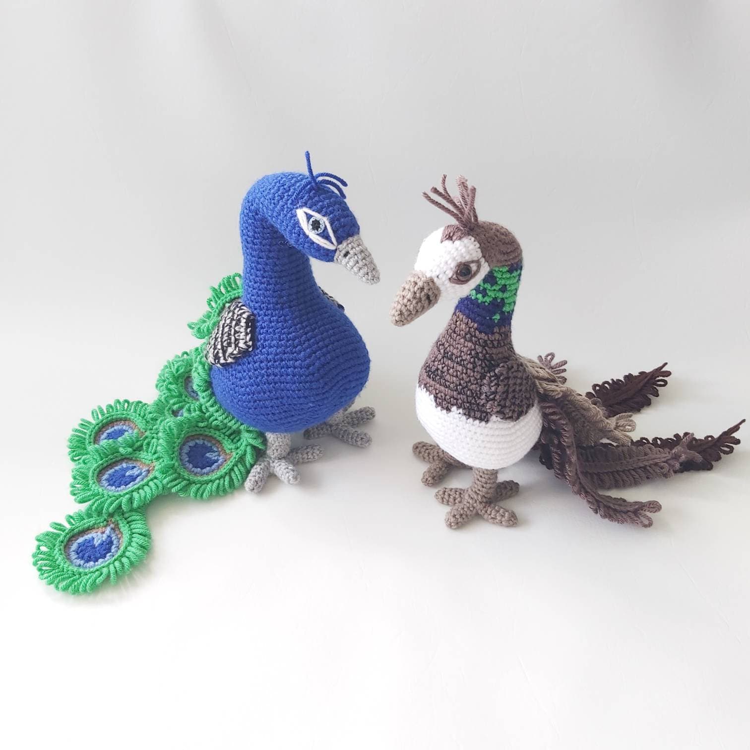 Crochet Peacock Peahen Crochet Toy Nursery Decor Crochet Stuffed Animal Customizable Made to Order Amigurumi Pretend Play Etsy