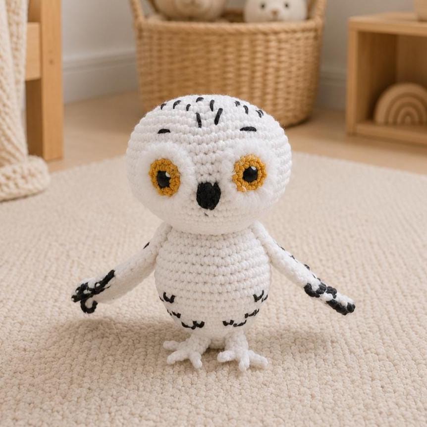 Snowy Owl Stuffed Animal | Crochet Owl Plush Toy | Woodland Nursery Decor | Baby Shower Gift