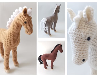 Animal en peluche cheval - Jouet poney au crochet - Personnalisable - animal de compagnie cheval - jeu de simulation - votre cheval au crochet - Amigurumi