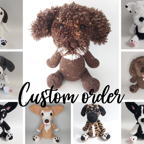 Personalized dog stuffed animal - Pet Memorial - Pet Plushie - Amigurumi dog -Nursery decor - baby shower - sensory toy - snuggle pet