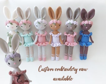 Conejito de peluche de bailarina - Animal de peluche personalizado - Regalo para amantes del ballet - Regalo para baby shower para ella - Decoración de animales del bosque para guardería