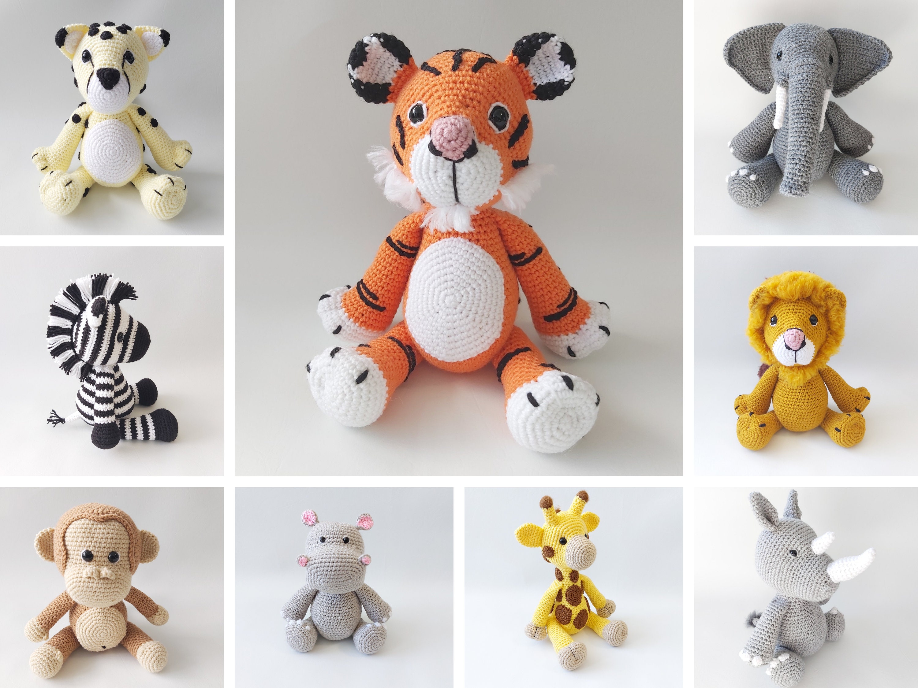 Crochet Animal Pattern, Cute Tiger and Panda Crochet Toy, Set of 2 Crochet  Toy Patterns, Amigurumi Toy PDF Pattern in Eng, Safari Animals 